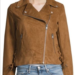 Faux suede motto jacket